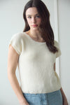 Blu Pepper Back Sheer Tie Short Sleeve Knit Sweater