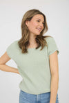 Blu Pepper Back Sheer Tie Short Sleeve Knit Sweater