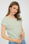 Blu Pepper Back Sheer Tie Short Sleeve Knit Sweater
