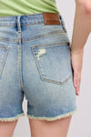 Judy Blue HW Vintage Wash Fly Stitch Detail & Destroy Shorts