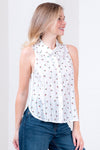 Slvless With Platter Collar Back Yoke Top - Blush & Cactus