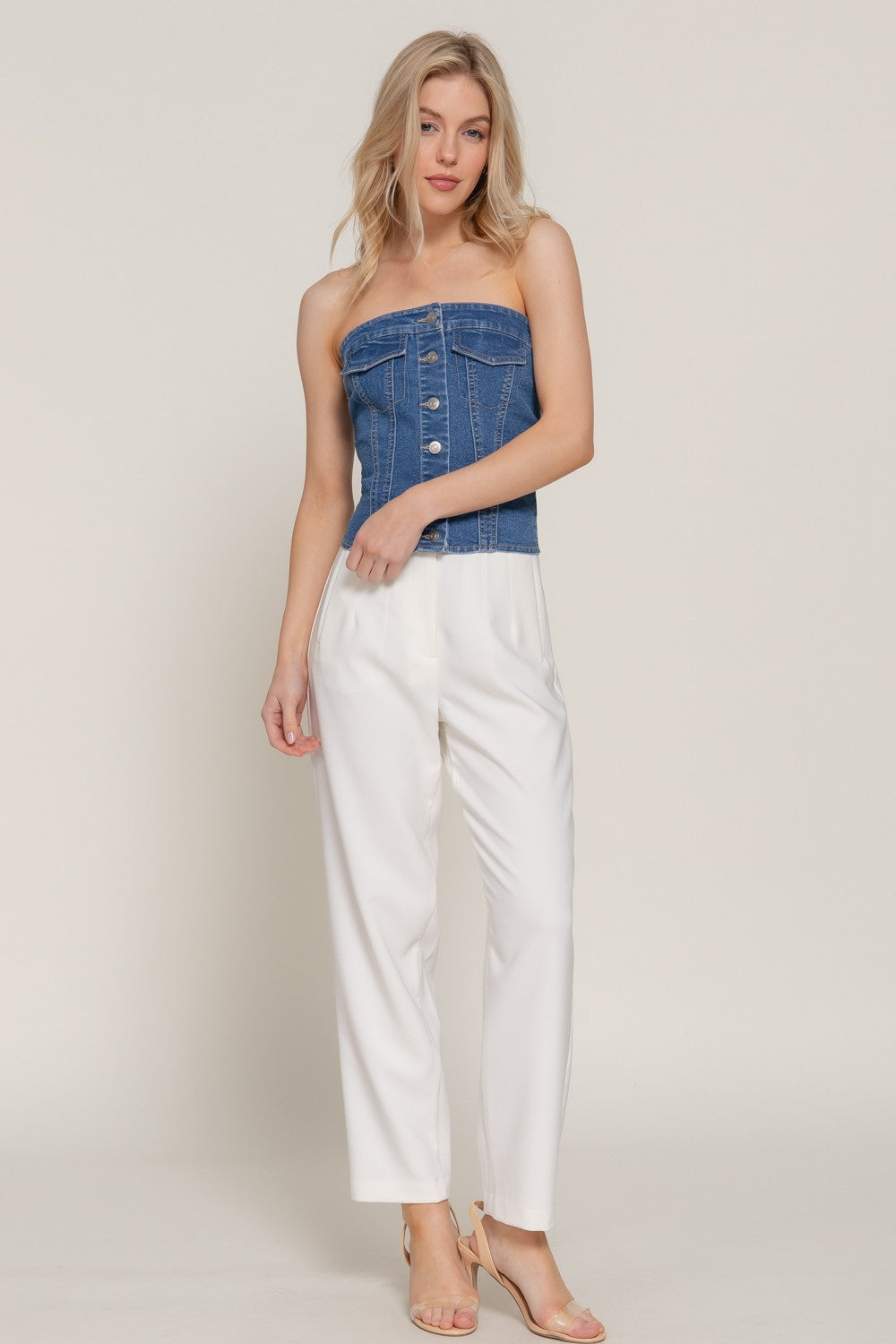 SALE Denim Vibes Stretch Back Tube Top