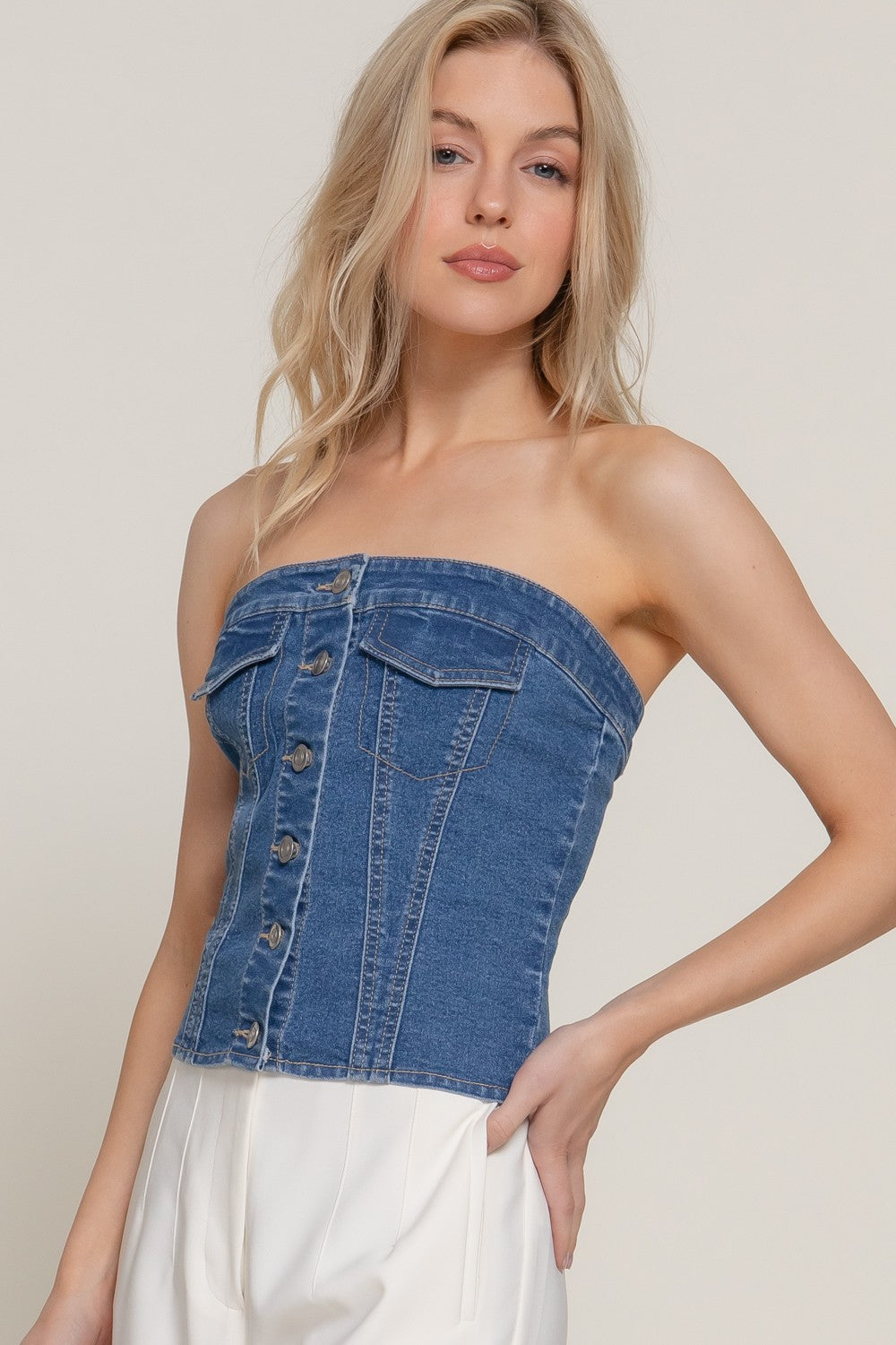 SALE Denim Vibes Stretch Back Tube Top