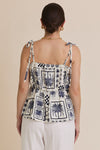 Gilli S.P.G. Strap Tie Flare Hem Abstract Print Top