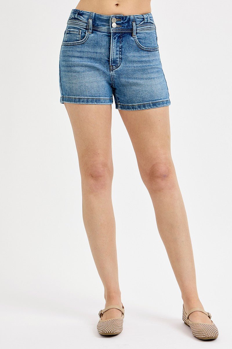 Risen Tummy Control High Rise Bow Detailed Shorts - Blush & Cactus