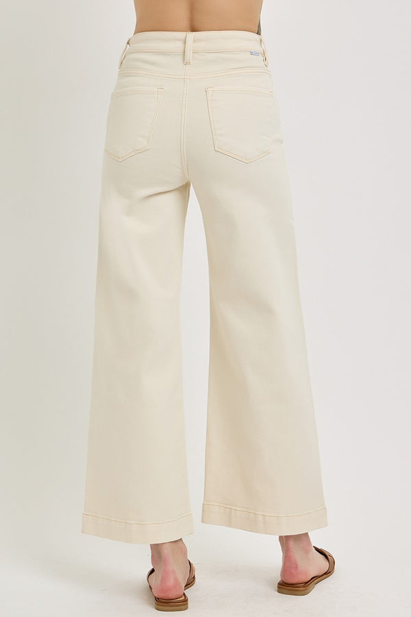 Risen Tummy Control High Rise Crop Wide Jeans