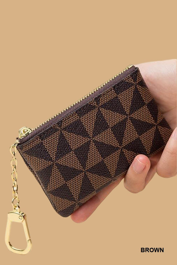 Monogram Vegan Leather Keychain Coin Card Holder