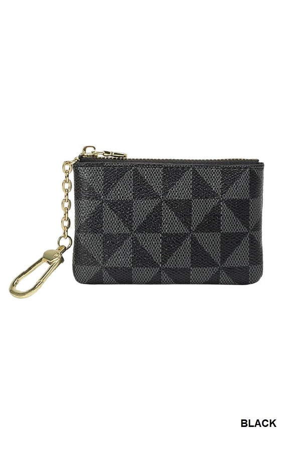 Monogram Vegan Leather Keychain Coin Card Holder