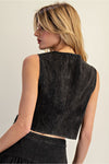 EESOME Snow Washed Embroidered Vest