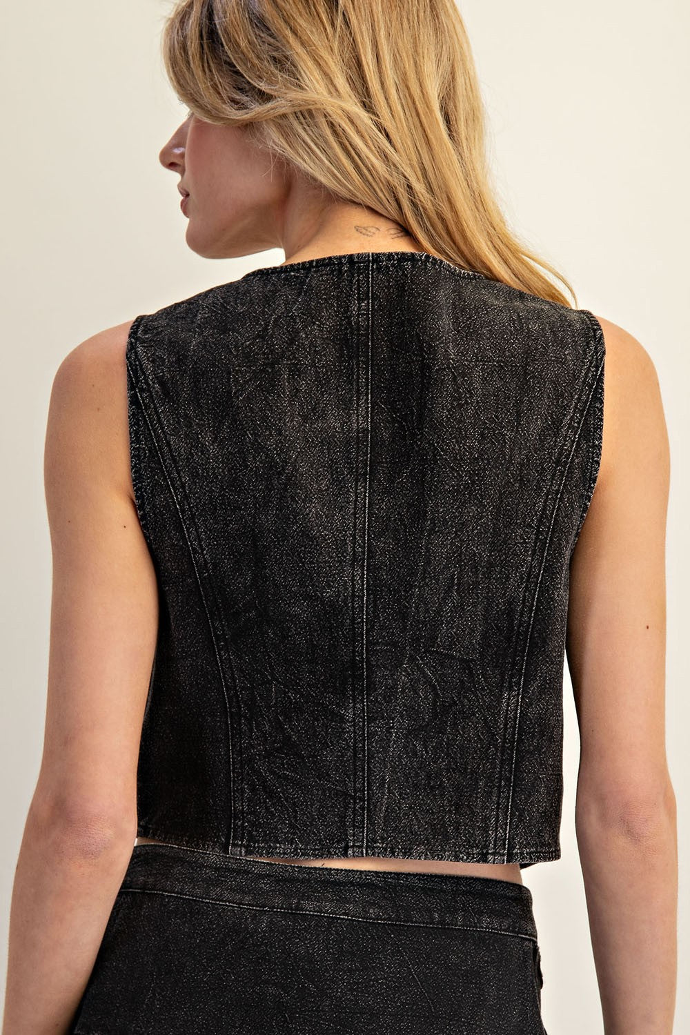 EESOME Snow Washed Embroidered Vest