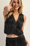 EESOME Snow Washed Embroidered Vest
