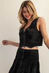 EESOME Snow Washed Embroidered Vest