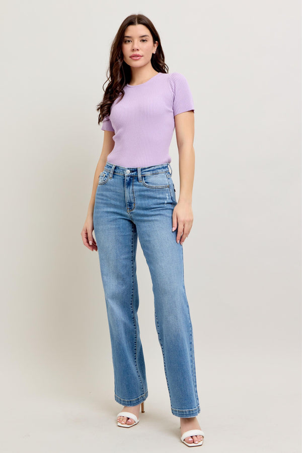 Judy Bllue Hw Trouser Straight Fit