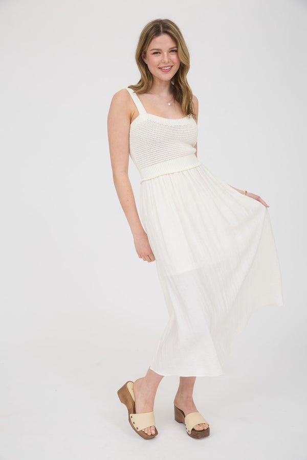 Blu Pepper Sweater Knit Top Sleeveless Midi Dress
