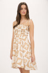 Blu Pepper Sea Tile pattern Spaghetti Strap Mini Dress