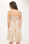 Blu Pepper Sea Tile pattern Spaghetti Strap Mini Dress
