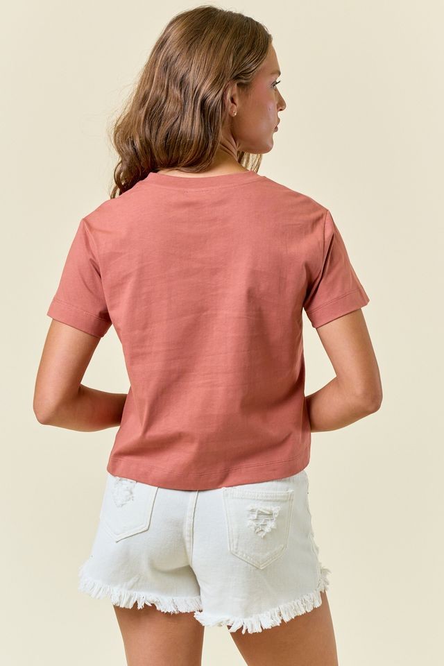 Doe and Rae Short Sleeve Cowgirl Embroidered Crop Top
