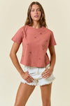 Doe and Rae Short Sleeve Cowgirl Embroidered Crop Top
