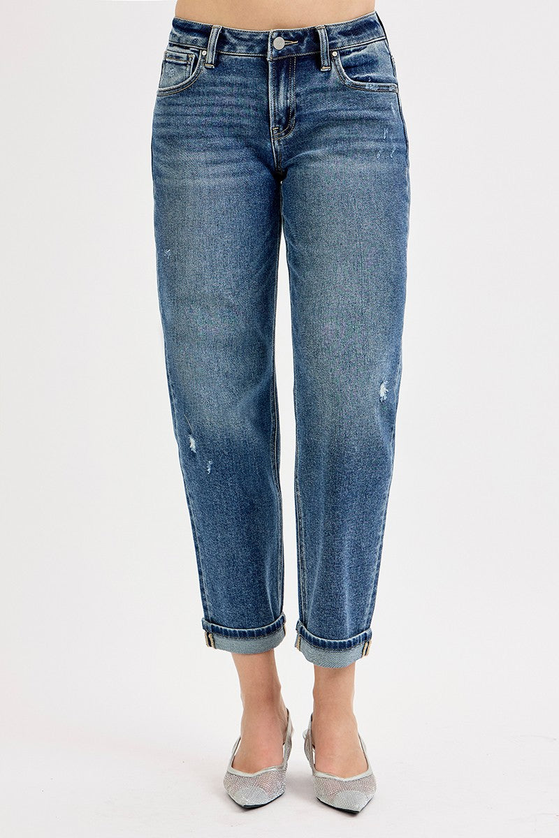 Risen Low Rise Crop Boyfriend Jeans
