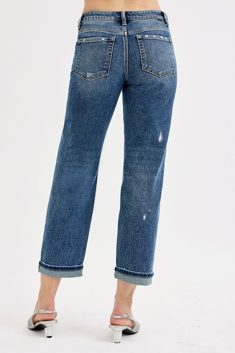 Risen Low Rise Crop Boyfriend Jeans