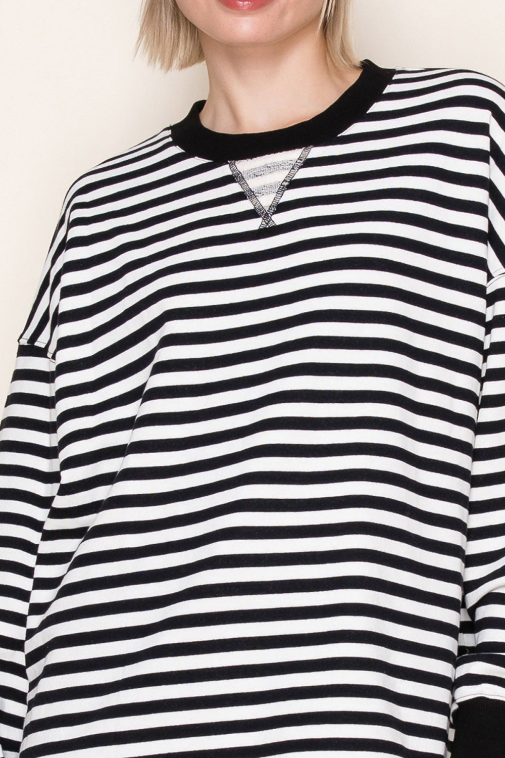 White Birch Long Sleeve Striped Knit Top