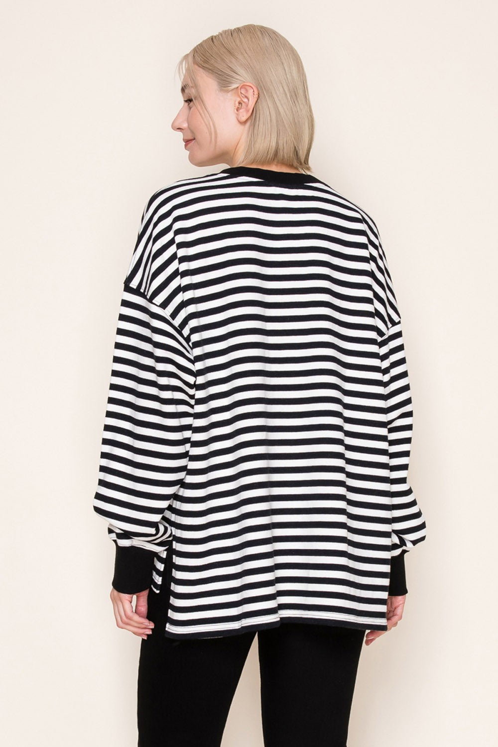 White Birch Long Sleeve Striped Knit Top