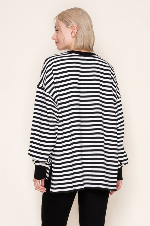 White Birch Long Sleeve Striped Knit Top