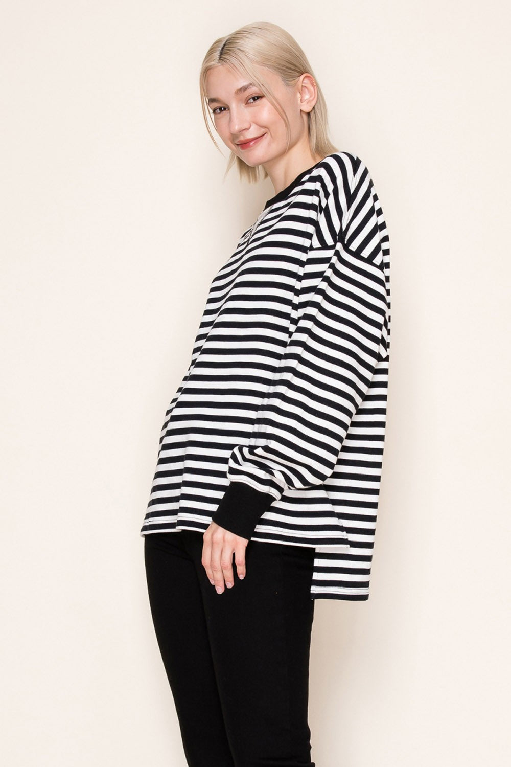 White Birch Long Sleeve Striped Knit Top