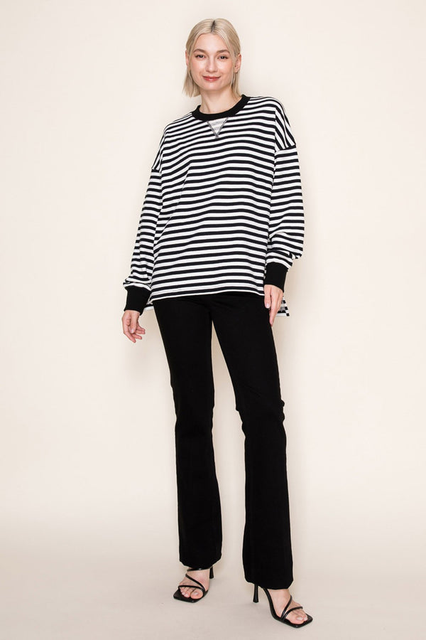 White Birch Long Sleeve Striped Knit Top