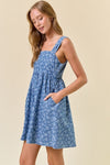 Doe and Rae Floral Chambray Denim Mini Dress