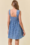 Doe and Rae Floral Chambray Denim Mini Dress