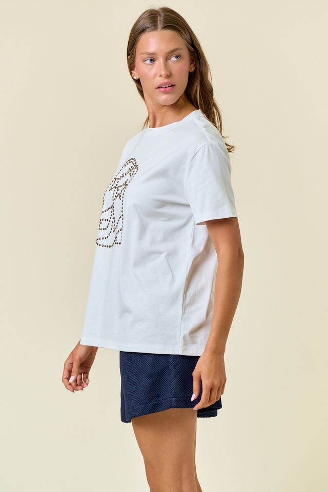 Doe and Rae Cowboy Boot Hotfix Crew Neck Short Sleeve Tee