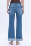 Lovervet Mid Rise Cuffed Ankle Slim Wide Jeans