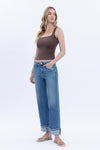 Lovervet Mid Rise Cuffed Ankle Slim Wide Jeans