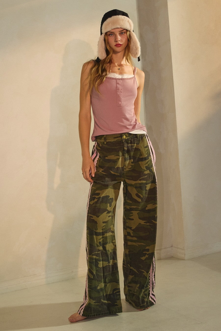 Oddi Washed Camo Printed Cotton Pants