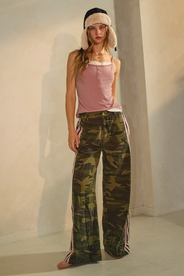 Oddi Washed Camo Printed Cotton Pants