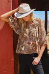 ODDI Bohemian Floral Peasant Blouse