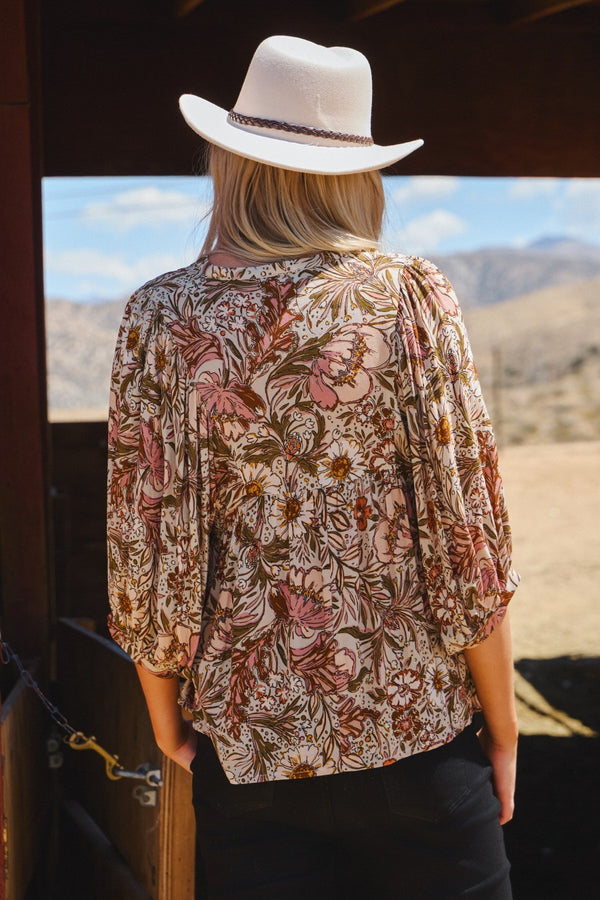 ODDI Bohemian Floral Peasant Blouse