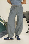 Blu Pepper Stripe Denim Waist Tie Parachute Pants
