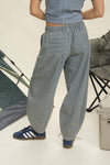 Blu Pepper Stripe Denim Waist Tie Parachute Pants