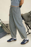 Blu Pepper Stripe Denim Waist Tie Parachute Pants
