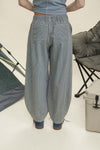 Blu Pepper Stripe Denim Waist Tie Parachute Pants