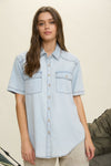 Blu Pepper Light Denim Collared Button Down Shirt
