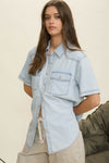 Blu Pepper Light Denim Collared Button Down Shirt