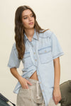 Blu Pepper Light Denim Collared Button Down Shirt