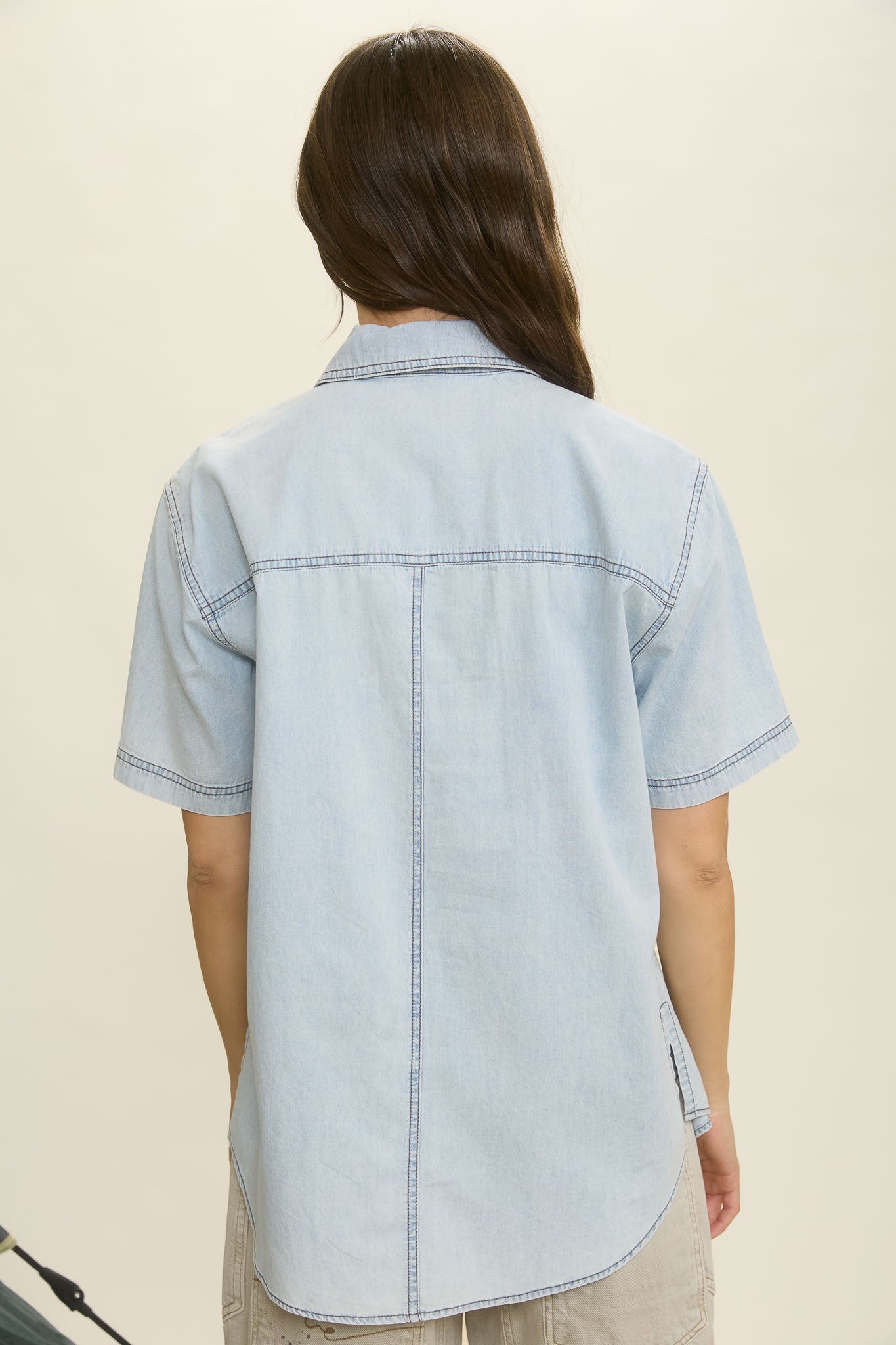 Blu Pepper Light Denim Collared Button Down Shirt