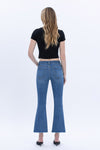 Vervet Mid Rise Raw Step Hem Crop Flare Jeans