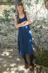 Blu Pepper Front Zip Sleeveless Denim Midi Dress