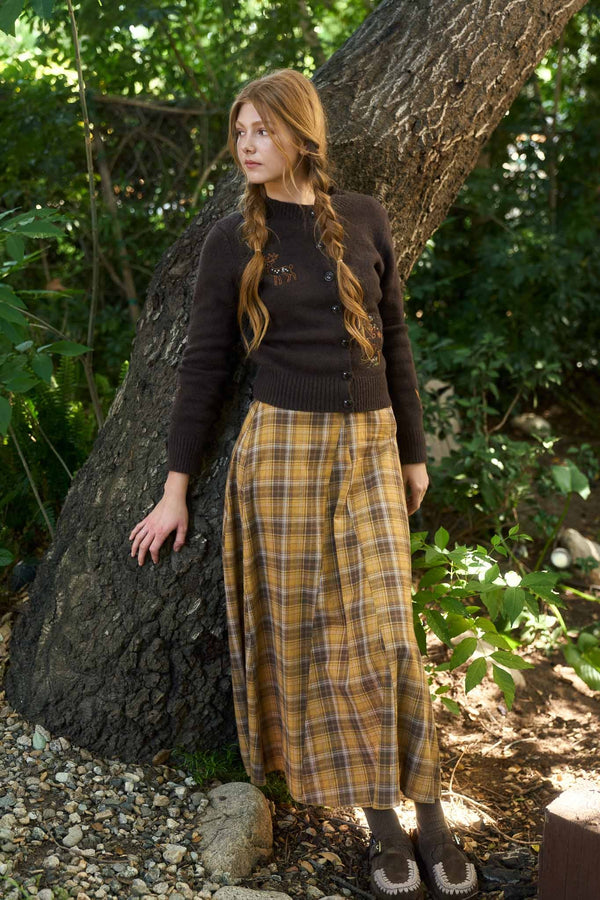 Golden Hour Plaid Midi Skirt