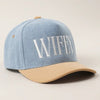 Wifey Two - Tone Denim Corduroy Trucker Hat - Blush & Cactus